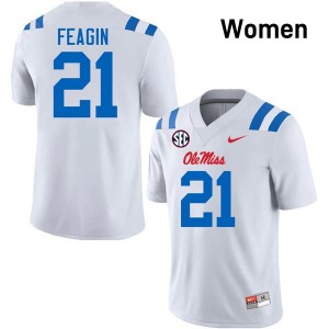 Tavoy Feagin Ole Mississippi NCAA #21 Womens College Football Jersey - White