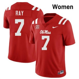 Traylon Ray Ole Mississippi Limited #7 Womens College Football Jerseys - Red