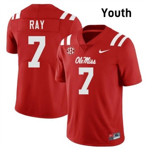 Traylon Ray Ole Miss College Football Youth #7 Stitched Jerseys - Red