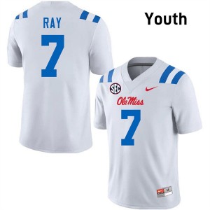 Traylon Ray Ole Miss College Football Youth University #7 Jerseys - White