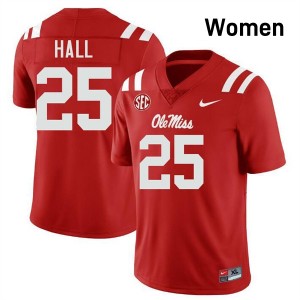 Trey Hall Mississippi College Football Alumni #25 Women Jerseys - Red