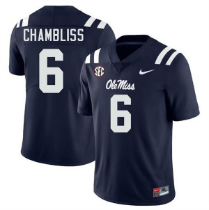 Trinidad Chambliss Mississippi #6 Men Player College Football Jersey - Navy