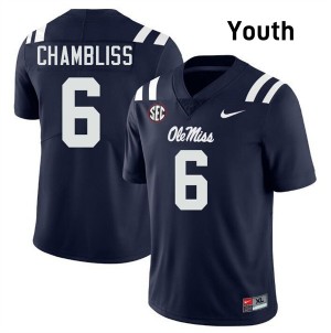 Trinidad Chambliss Mississippi #6 Embroidery Youth College Football Jerseys - Navy