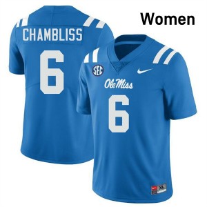 Trinidad Chambliss Ole Miss Women Game #6 College Football Jersey - Powder Blue