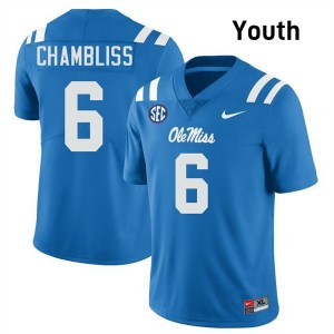 Trinidad Chambliss University of Mississippi College Football #6 NCAA Youth Jerseys - Powder Blue