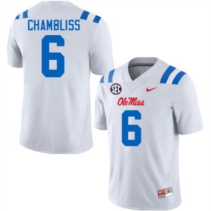 Trinidad Chambliss University of Mississippi Men's College Football 2025 #6 Jersey - White
