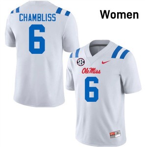 Trinidad Chambliss Ole Miss Rebels Women 2025 #6 College Football Jerseys - White