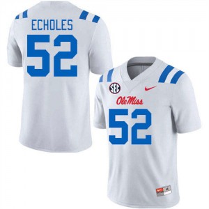 Will Echoles University of Mississippi College Football Official #52 Men Jerseys - White