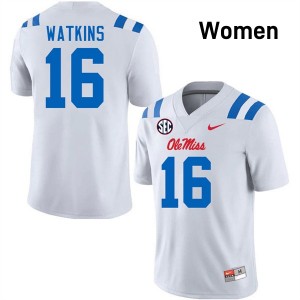 Winston Watkins Ole Mississippi Rebels College Football Replica Womens #16 Jersey - White
