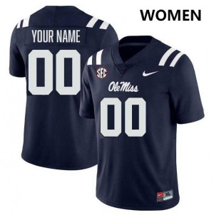 Custom Ole Mississippi Rebels Women 2025 College Football #00 Jerseys - Navy