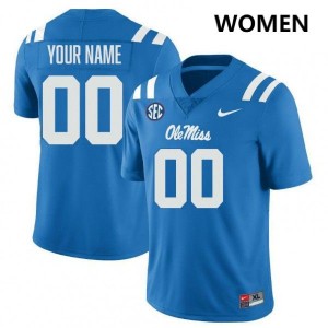 Custom University of Mississippi College Football #00 Game Womens Jerseys - Powder Blue