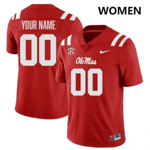 Custom Ole Miss College Football High School Women's #00 Jerseys - Red