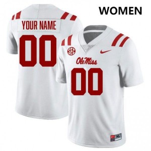 Custom Rebels Womens #00 College Football Embroidery Jersey - White/Red