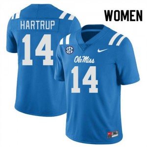 Izaiah Hartrup Ole Mississippi 2025 College Football Women's #14 Jersey - Powder Blue
