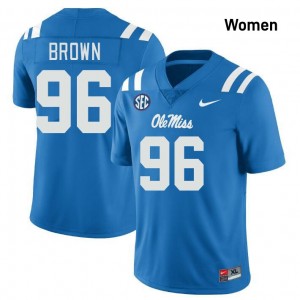 Jamarious Brown Ole Mississippi College Football #96 Embroidery Women Jersey - Powder Blue