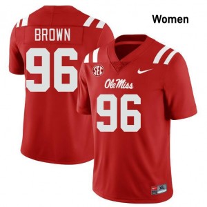 Jamarious Brown University of Mississippi Womens #96 College Football Game Jersey - Red