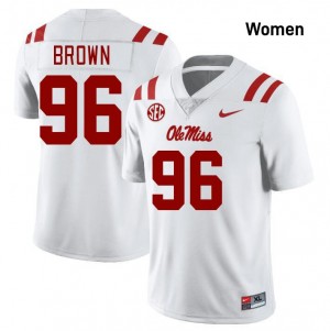Jamarious Brown Ole Mississippi Women #96 High School College Football Jerseys - White