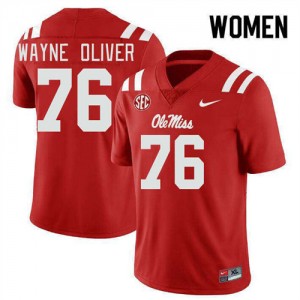 John Wayne Oliver University of Mississippi College Football NCAA #76 Women Jersey - Red