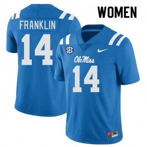 Kam Franklin University of Mississippi Official College Football #14 Women Jersey - Powder Blue