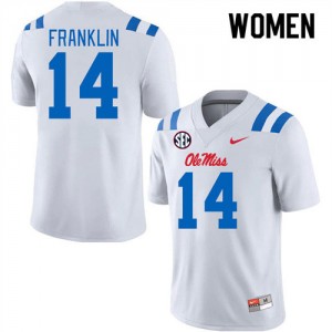 Kam Franklin Ole Miss University College Football Women #14 Jersey - White