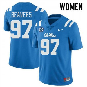 Kamron Beavers Ole Mississippi Womens Player College Football #97 Jersey - Powder Blue