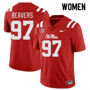 Kamron Beavers Ole Miss 2025-26 Women's #97 College Football Jersey - Red