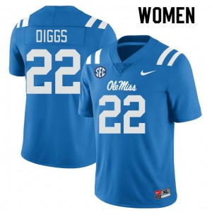 Logan Diggs Ole Miss #22 College Football Womens Limited Jerseys - Powder Blue