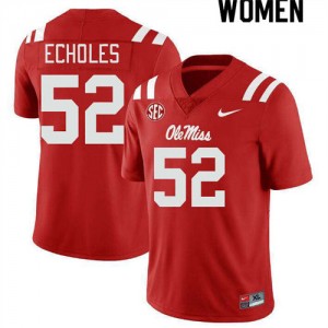 Will Echoles Rebels #52 College Football Limited Women Jerseys - Red