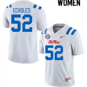 Will Echoles Ole Mississippi Rebels #52 High School College Football Womens Jerseys - White