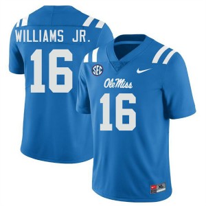 Wydett Williams Jr. Mississippi #16 Mens NCAA College Football Jerseys - Powder Blue