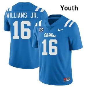 Wydett Williams Jr. Ole Miss Rebels #16 College Football Youth Game Jerseys - Powder Blue