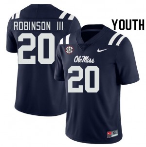 Anthony Robinson III Ole Miss College Football Youth Stitched #20 Jersey - Navy