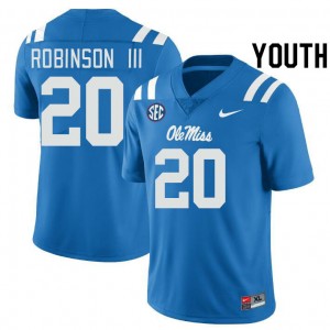 Anthony Robinson III Ole Miss Rebels Youth Stitched #20 College Football Jersey - Powder Blue