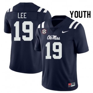 Cayden Lee Rebels College Football Youth NCAA #19 Jerseys - Navy