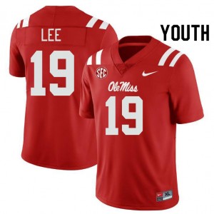 Cayden Lee Rebels College Football Youth Replica #19 Jersey - Red