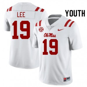 Cayden Lee University of Mississippi #19 NCAA College Football Youth Jerseys - White