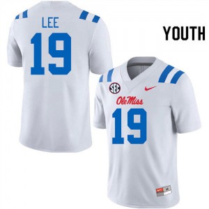 Cayden Lee Ole Miss Youth #19 NCAA College Football Jerseys - White