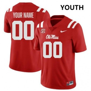 Custom Ole Mississippi #00 Youth College Football Stitched Jerseys - Red