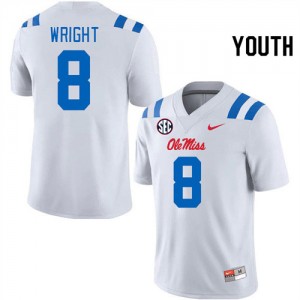 Dae'Quan Wright Ole Mississippi Rebels Game #8 College Football Youth Jersey - White