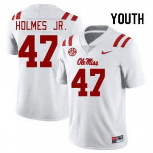 DeeJay Holmes Jr. Ole Mississippi College Football Official Youth #47 Jerseys - White