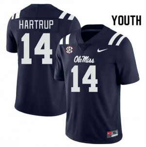 Izaiah Hartrup Rebels 2025 Youth #14 College Football Jersey - Navy