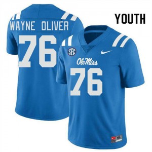 John Wayne Oliver Ole Miss Player #76 College Football Youth Jerseys - Powder Blue