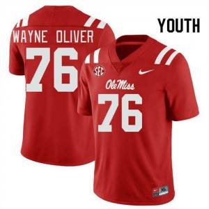 John Wayne Oliver Ole Miss College Football #76 Player Youth Jersey - Red
