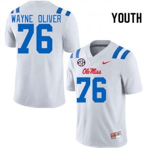 John Wayne Oliver Rebels College Football Youth NCAA #76 Jersey - White