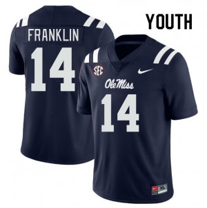 Kam Franklin Ole Miss College Football Replica Youth #14 Jerseys - Navy