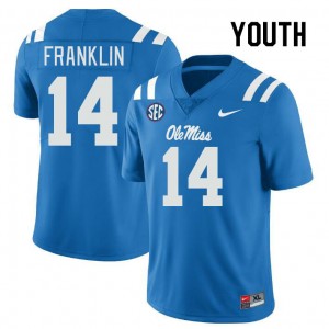 Kam Franklin Mississippi Youth #14 College Football Game Jersey - Powder Blue