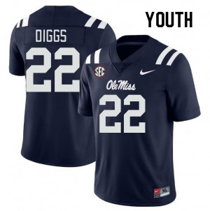 Logan Diggs Rebels #22 Youth College Football High School Jerseys - Navy
