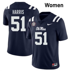 Zxavian Harris Mississippi College Football #51 Limited Womens Jersey - Navy