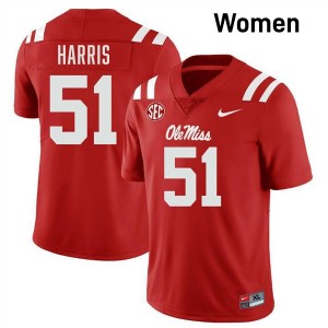 Zxavian Harris Mississippi Womens #51 College Football Player Jersey - Red