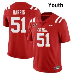 Zxavian Harris Ole Mississippi Youth Player College Football #51 Jersey - Red